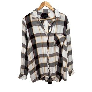 Addition Love & Legend Black & White Button Down Shirt Size 18